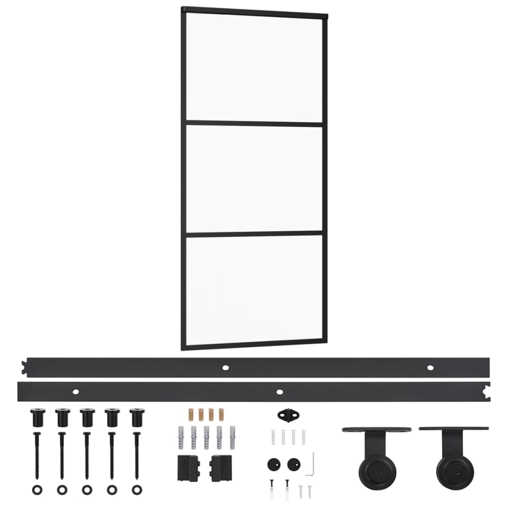 Skjutdörr med beslagset ESG glas och aluminium 90x205 cm