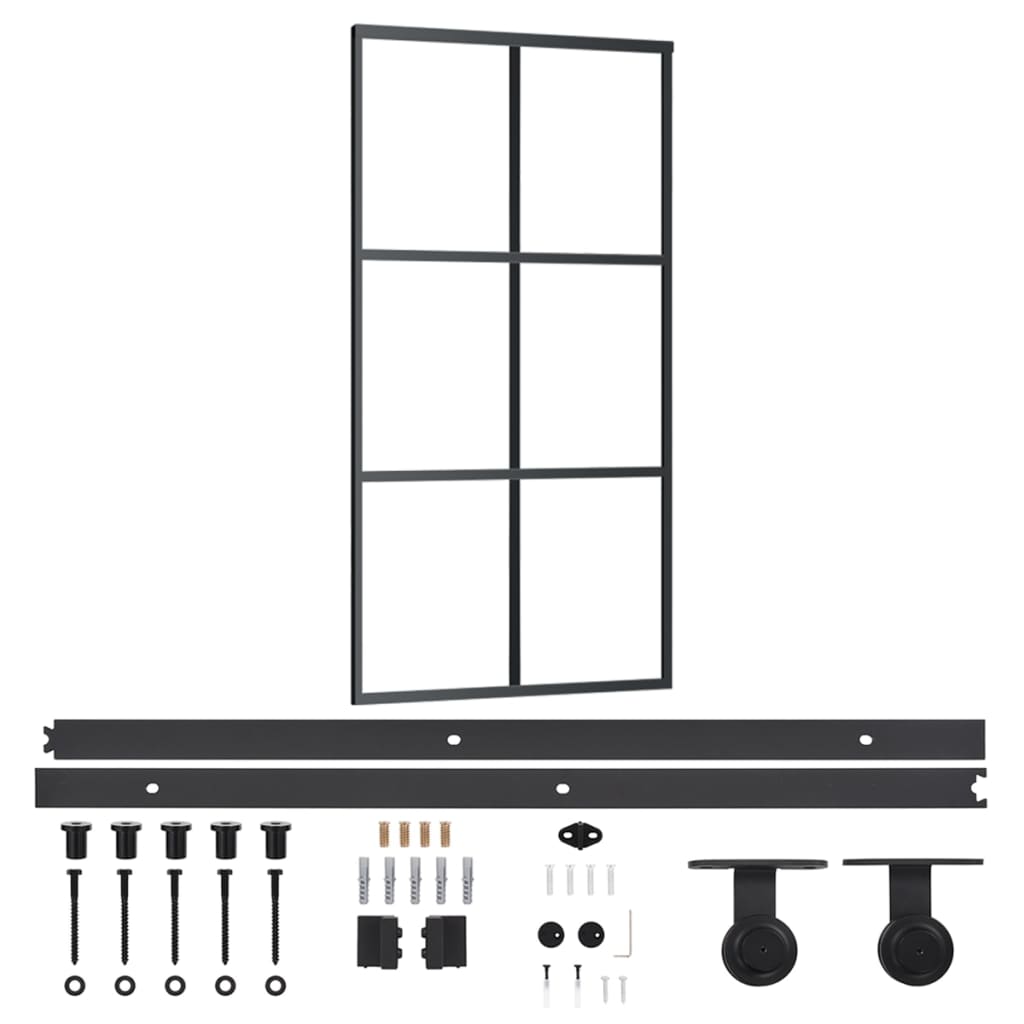 Skjutdörr med beslagset ESG glas och aluminium 102x205 cm