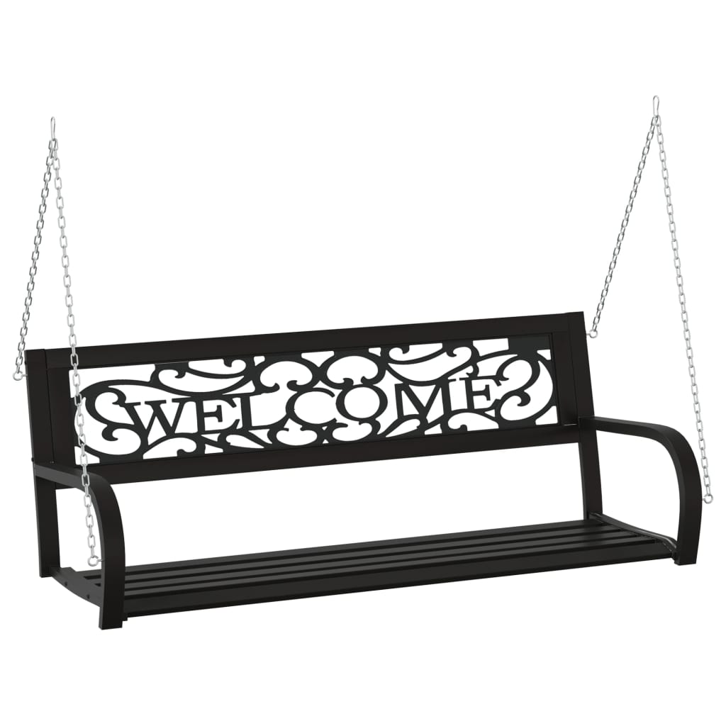 Gungbänk 125 cm stål och plast svart