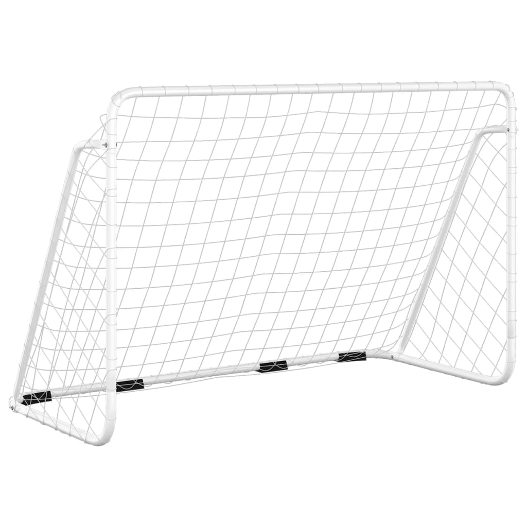 Fotbollsmål med nät vit 180x90x120 cm stål