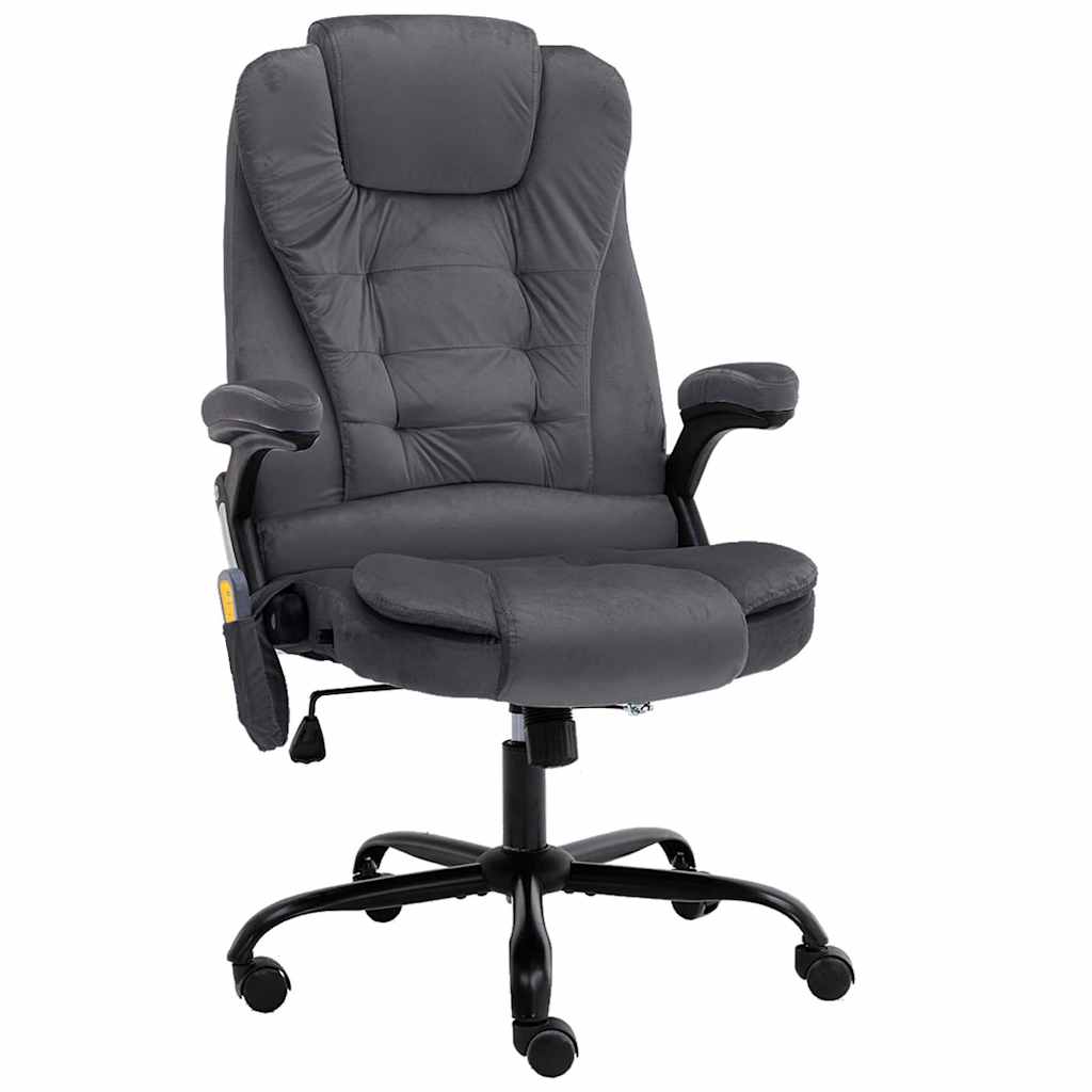 Massagefåtölj mörkgrå sammet