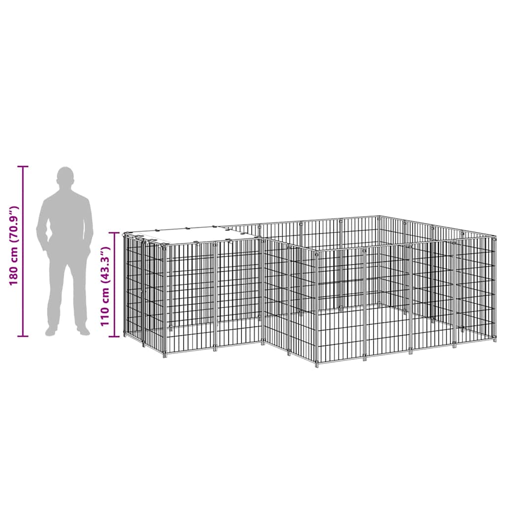 Hundgård svart 6,05 m² stål