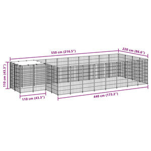 Hundgård svart 10,89 m² stål
