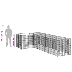 Hundgård svart 6,05 m² stål