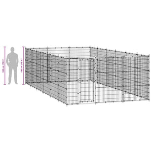 Hundgård för utomhusbruk stål 21,78 m²