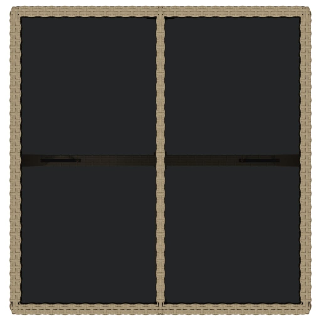Trädgårdsbord beige 109x107x74 cm konstrotting och glas