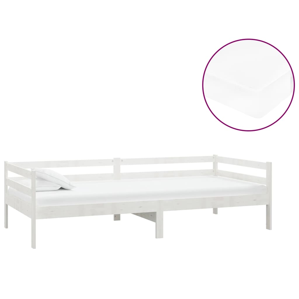 Dagbädd med madrass 90x200 cm vit massiv furu