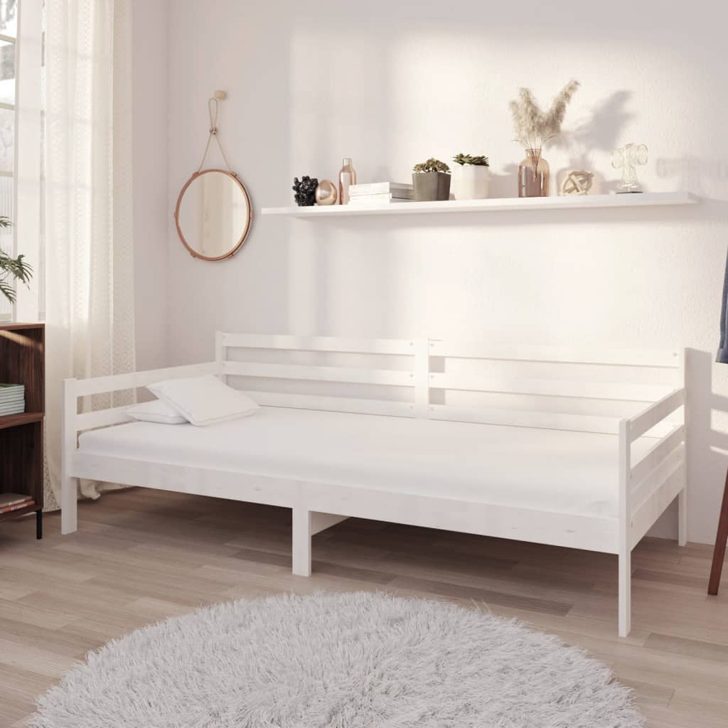 Dagbädd med madrass 90x200 cm vit massiv furu