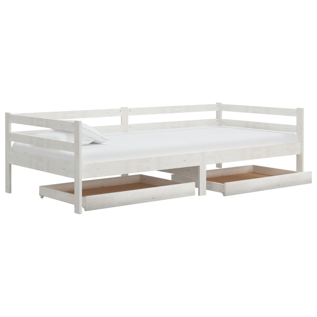 Dagbädd med lådor 90x200 cm vit massiv furu