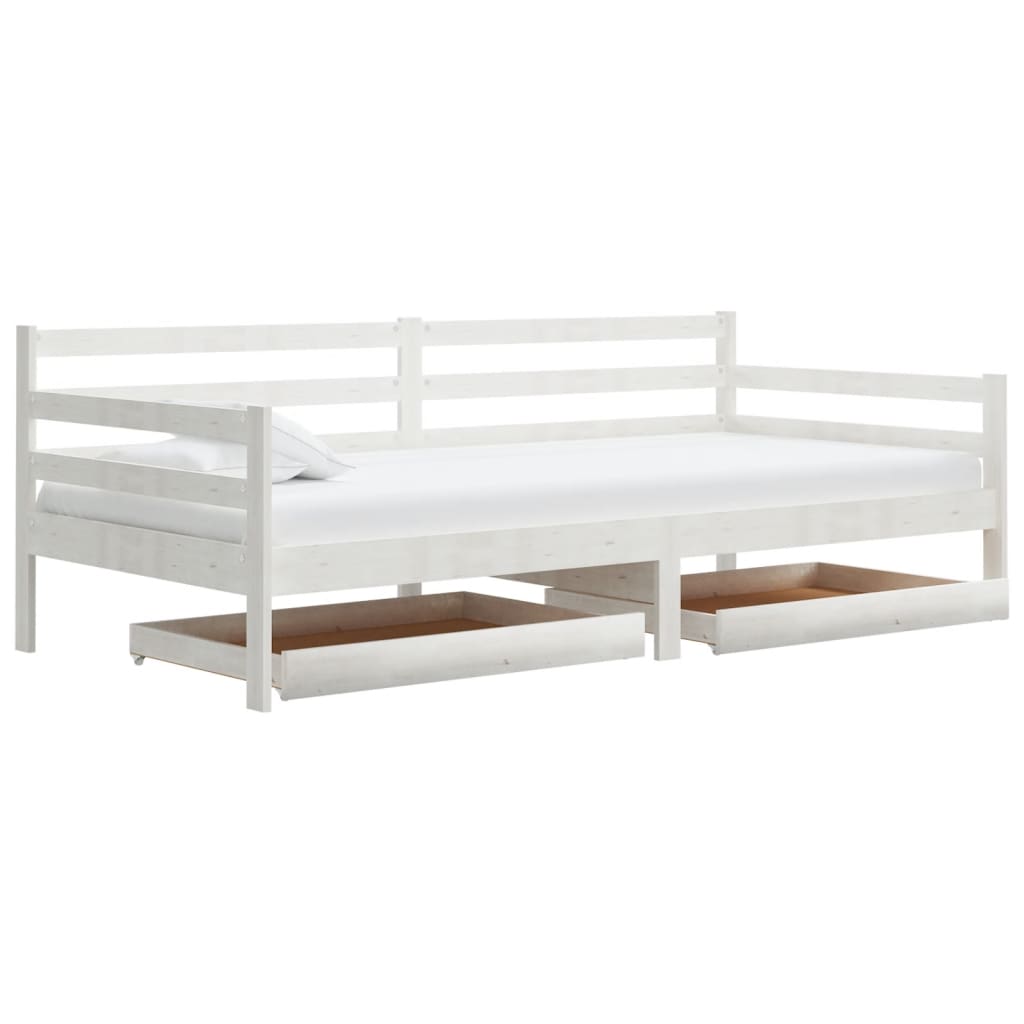 Dagbädd med lådor 90x200 cm vit massiv furu