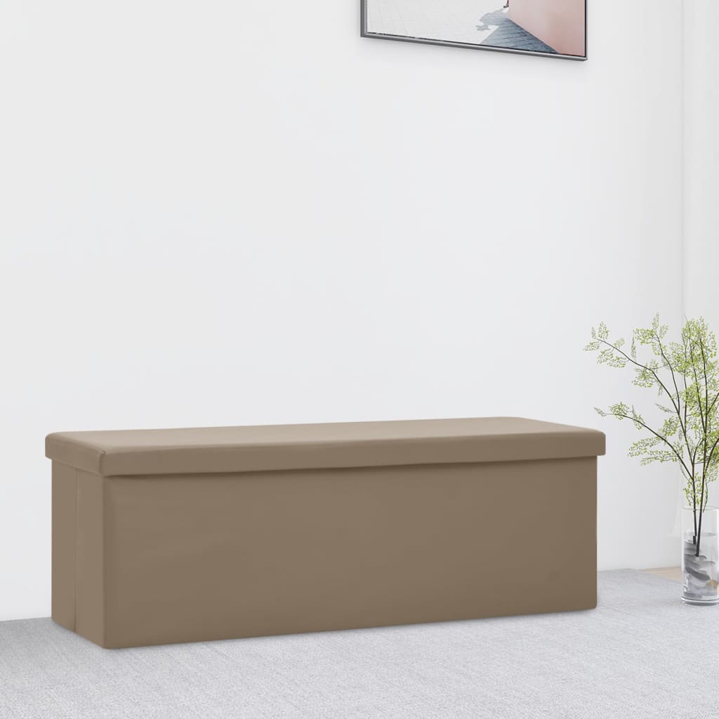 Hopfällbar förvaringsbänk cappuccino PVC