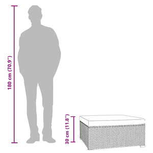 Fotpall till modulsoffa med dyna konstrotting brun 70x70x30 cm