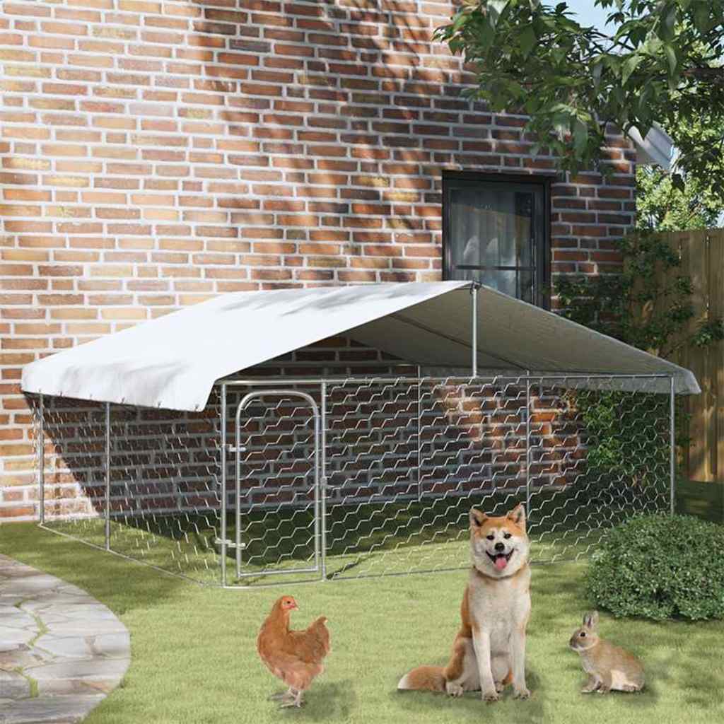 Hundgård för utomhusbruk med tak 300x300x150 cm