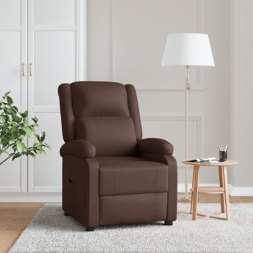 Reclinerfåtölj brun konstläder