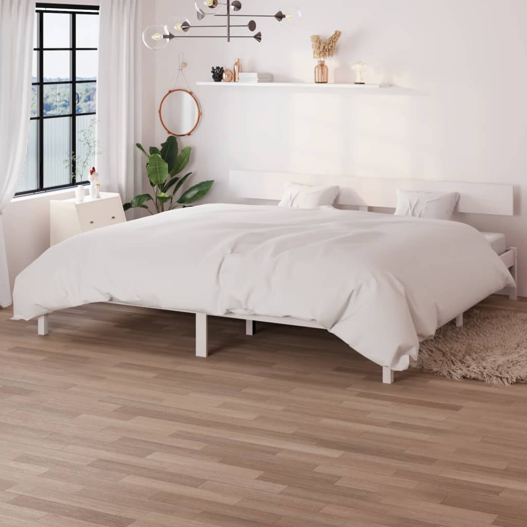 Sängram vit massiv furu 180x200 cm