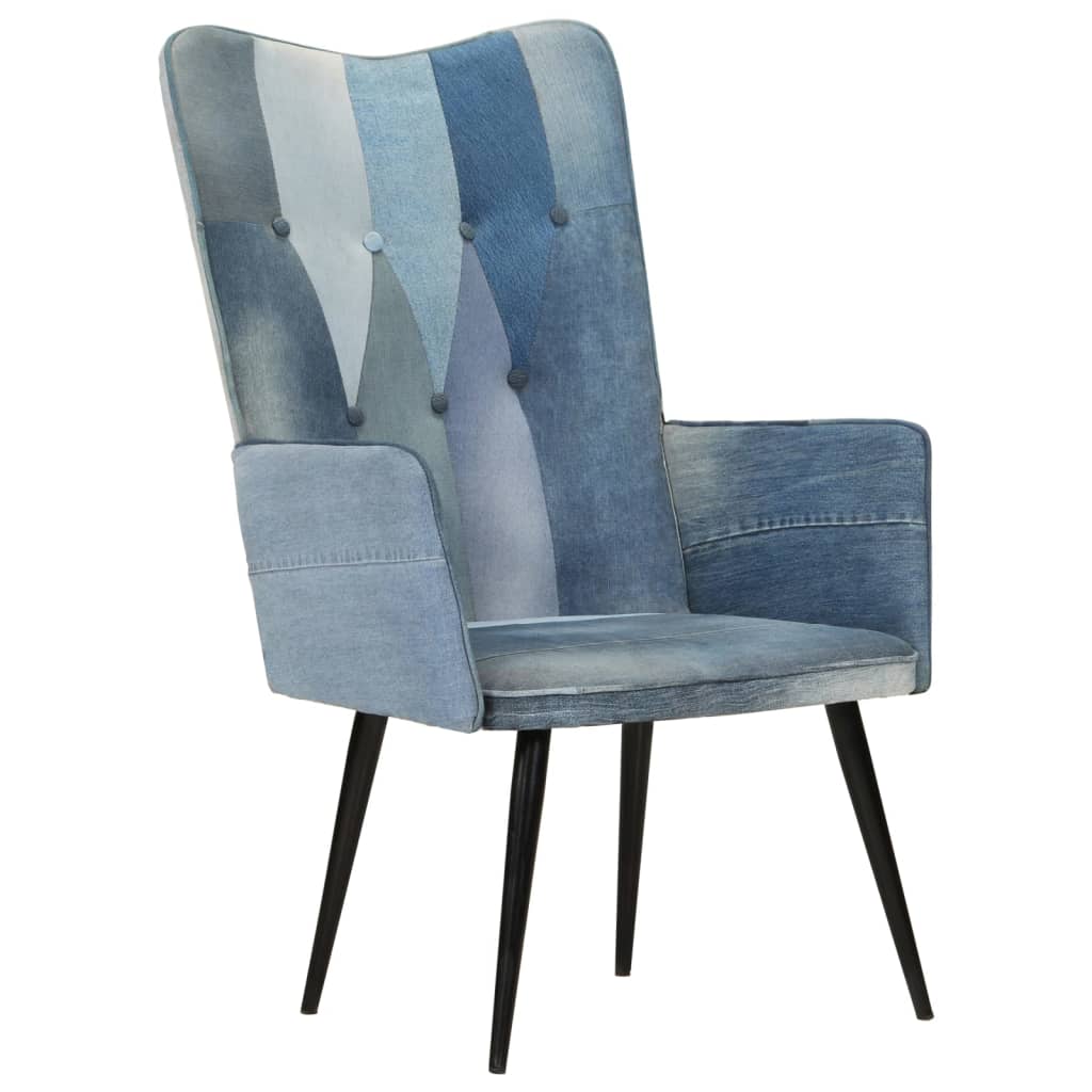 Öronlappsfåtölj patchwork denim kanvas