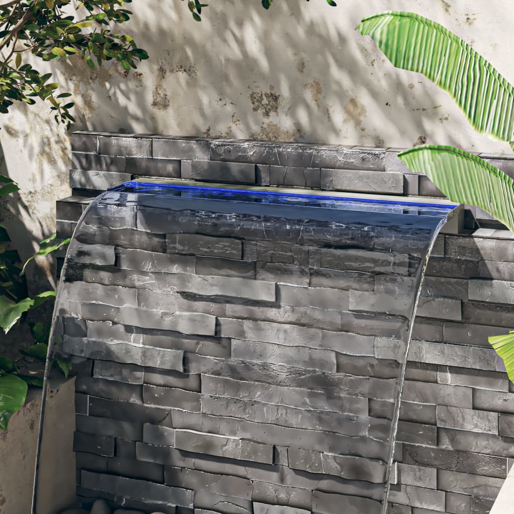 Vattenfall med RGB LED rostfritt stål 108 cm