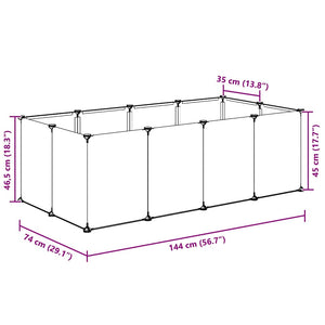 Smådjursbur transparent 144x74x46,5 cm PP och stål