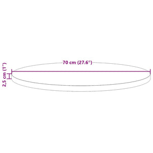 Bordsskiva vit Ø70x2,5 cm massiv furu