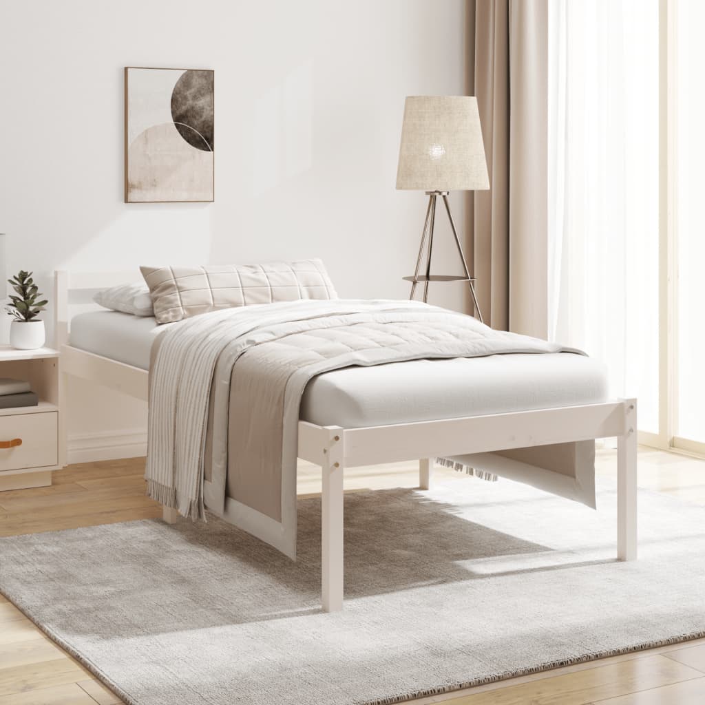 Säng vit 75x190 cm massiv furu
