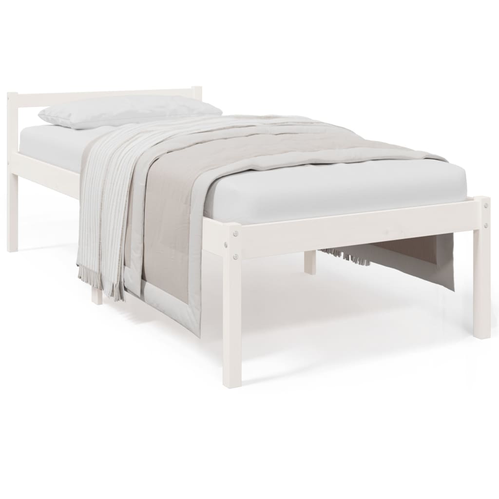 Säng vit 90x190 cm massiv furu