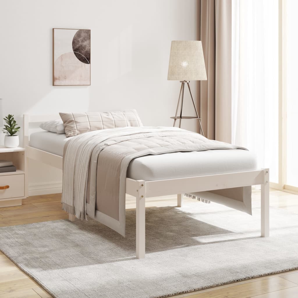 Säng vit 90x190 cm massiv furu