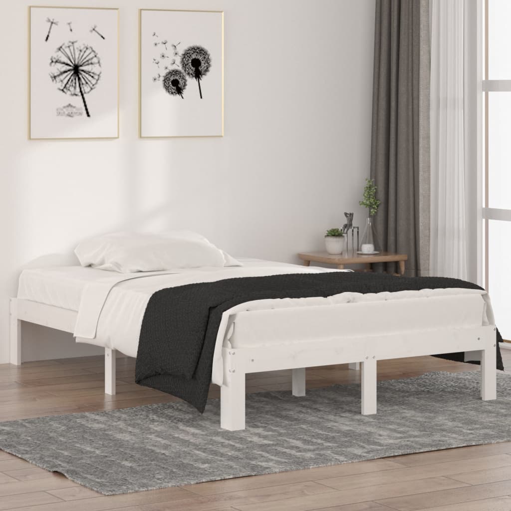 Sängram vit massivt trä 120x190 cm