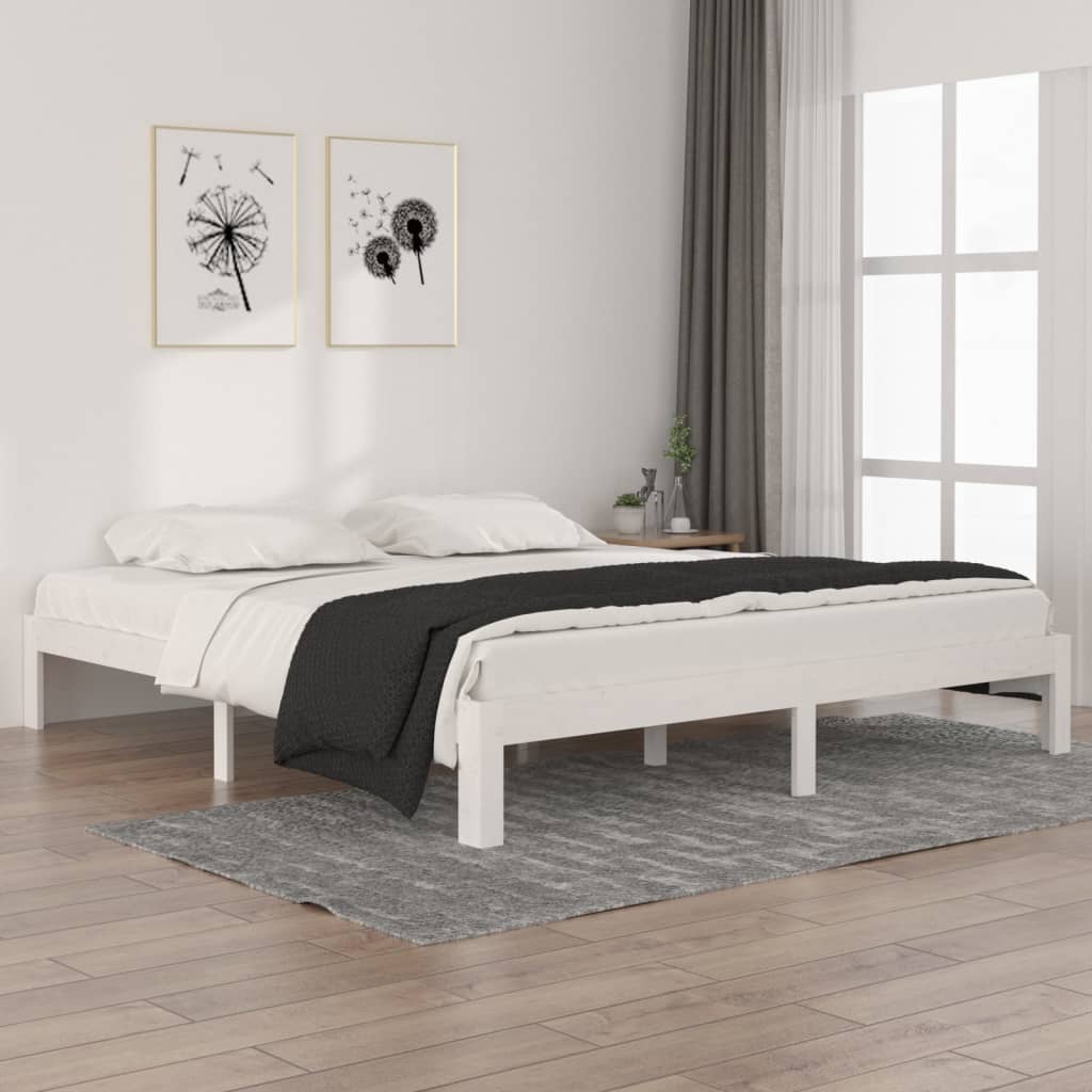 Sängram vit massivt trä 180x200 cm