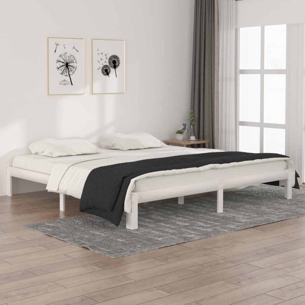 Sängram vit massiv furu 200x200 cm