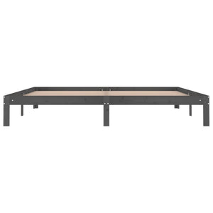 Sängram grå massiv furu 200x200 cm