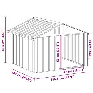 Hundgård antracit 116,5x103x81,5 cm galvaniserat stål