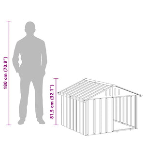 Hundgård antracit 116,5x103x81,5 cm galvaniserat stål