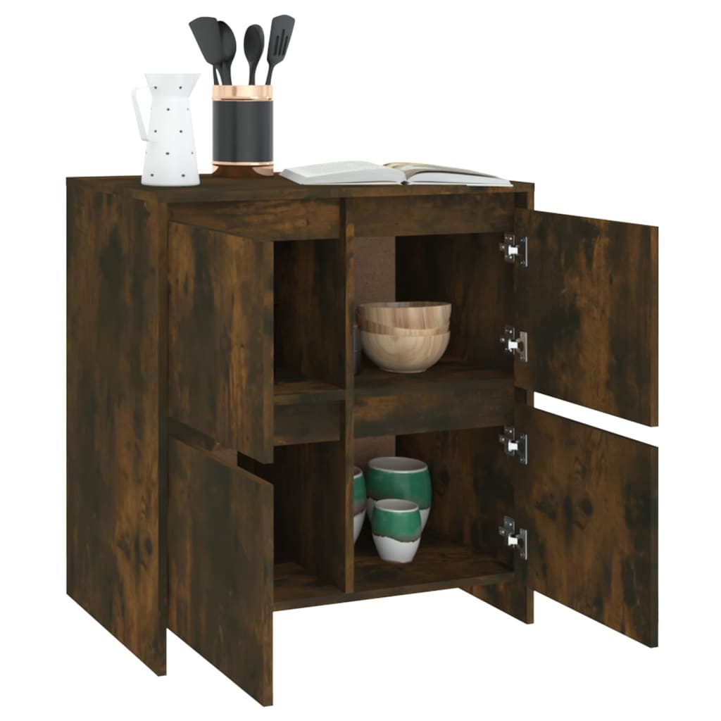 Skänkar 2 st rökfärgad ek 70x41x75 cm konstruerat trä