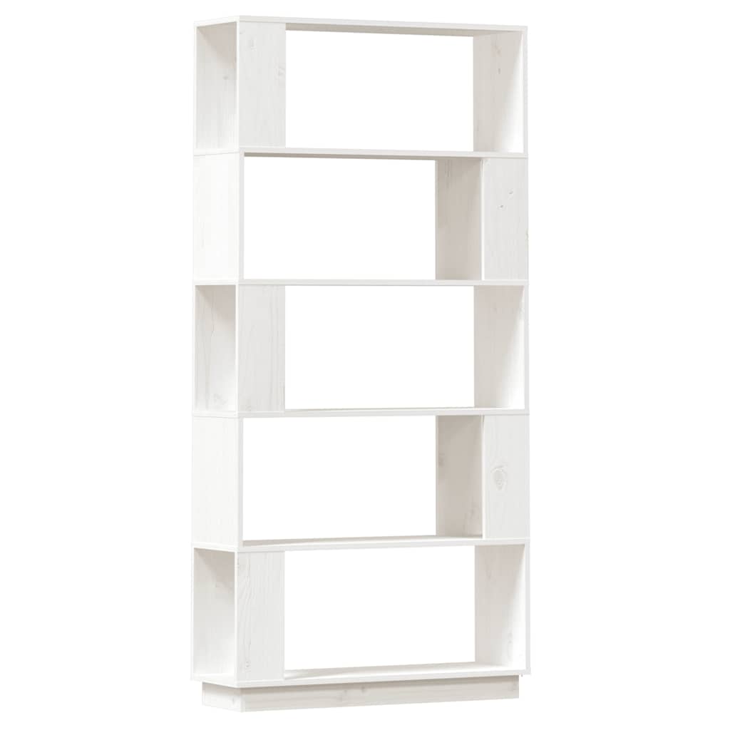 Bokhylla/Rumsavdelare vit 80x25x163,5 cm massiv furu