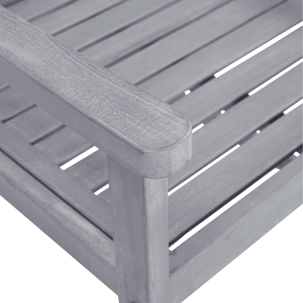 Matgrupp för trädgården 9 delar massivt akaciaträ grå