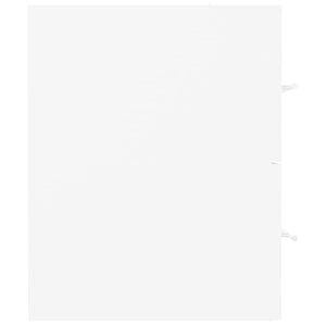 Badrumsskåp med inbyggt handfat vit konstruerat trä