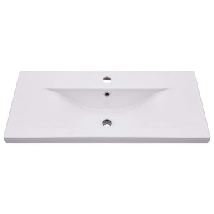 Badrumsskåp med inbyggt handfat vit konstruerat trä