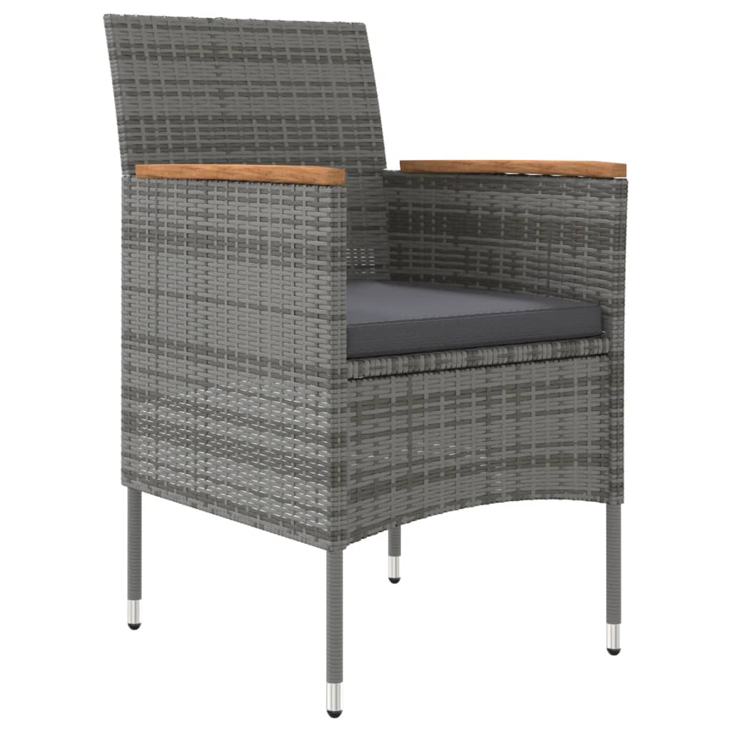 Matgrupp för trädgården med dynor 7 delar grå och svart