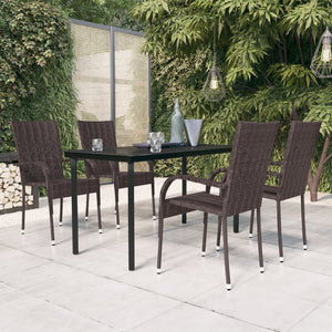 Matgrupp för trädgården 5 delar brun och svart