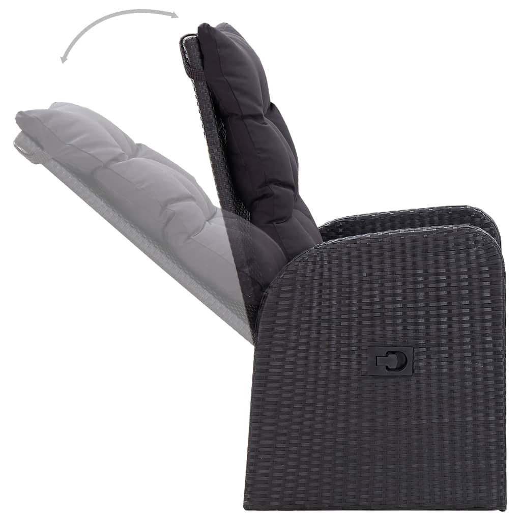 Matgrupp för trädgården med dynor 9 delar svart