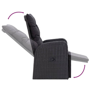 Matgrupp för trädgården med dynor 9 delar svart