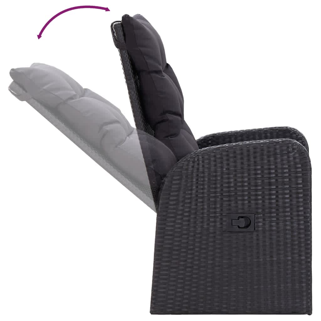 Matgrupp för trädgården med dynor 7 delar svart