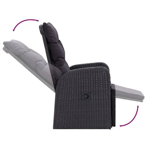 Matgrupp för trädgården med dynor 9 delar svart