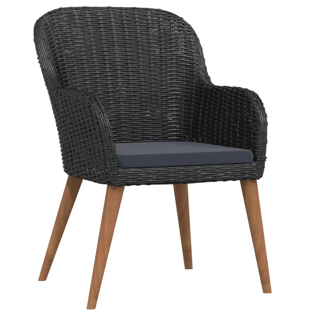 Matgrupp för trädgården med dynor 3 delar svart