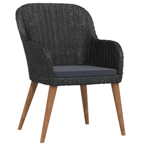 Matgrupp för trädgården med dynor 3 delar svart