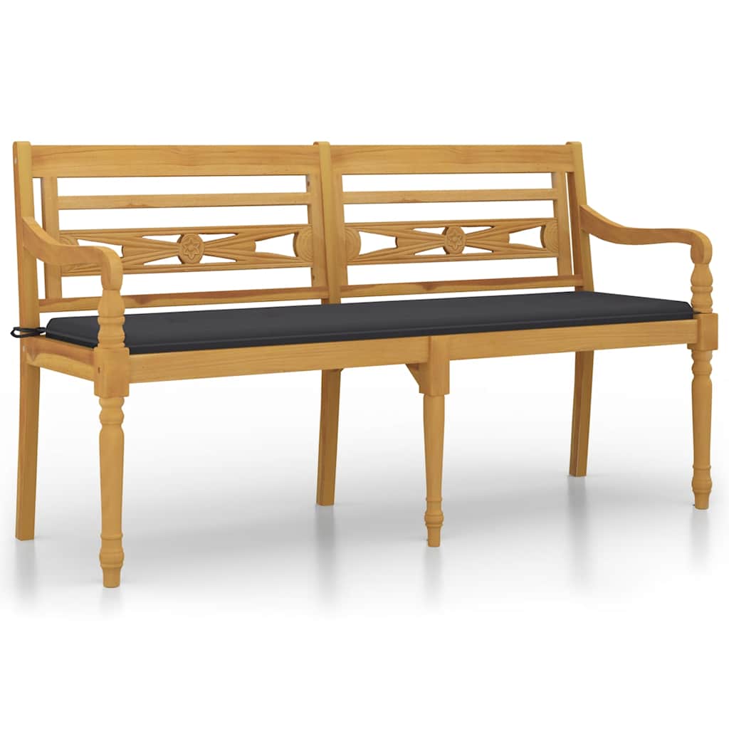 Bataviabänk med antracit dyna 150 cm massiv teak