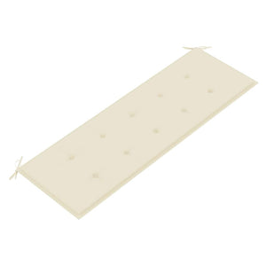 Bataviabänk med gräddvit dyna 150 cm massiv teak