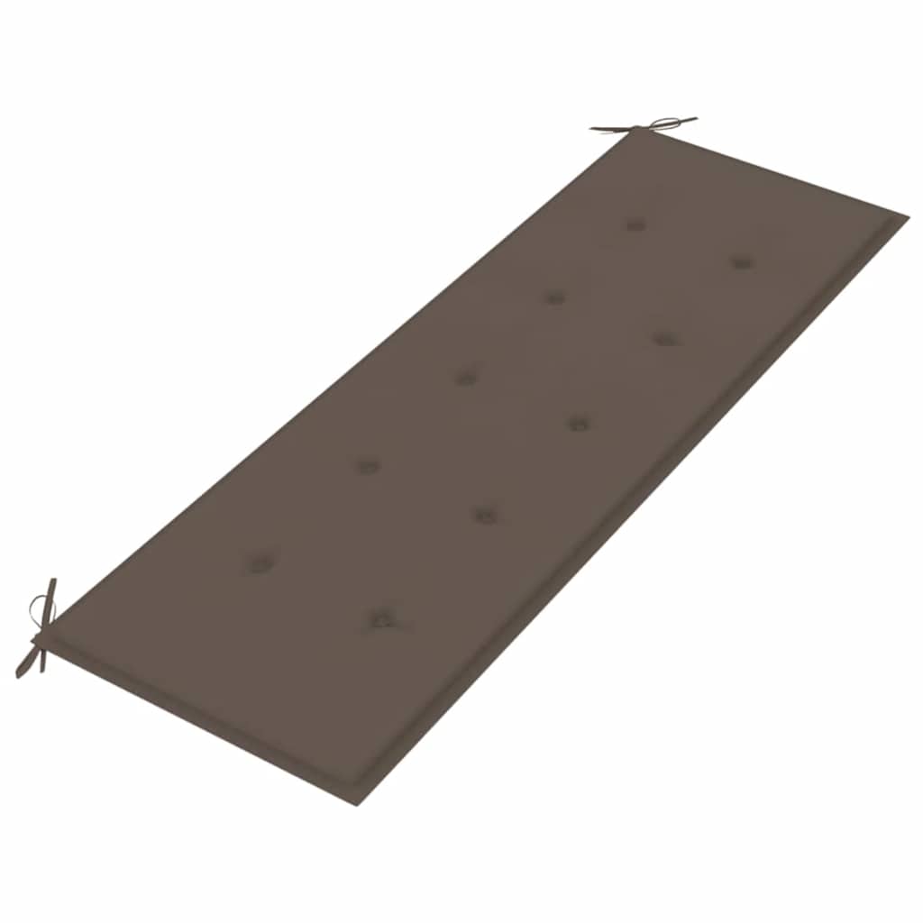 Bataviabänk med taupe dyna 150 cm massiv teak