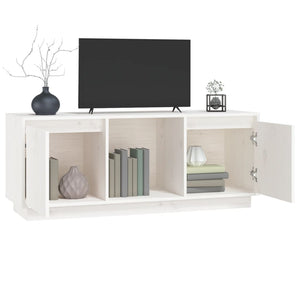Tv-bänk vit 110,5x35x44 cm massiv furu