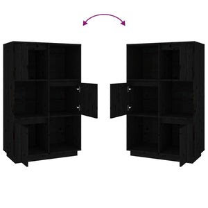 Högskåp svart 74x35x117 cm massiv furu